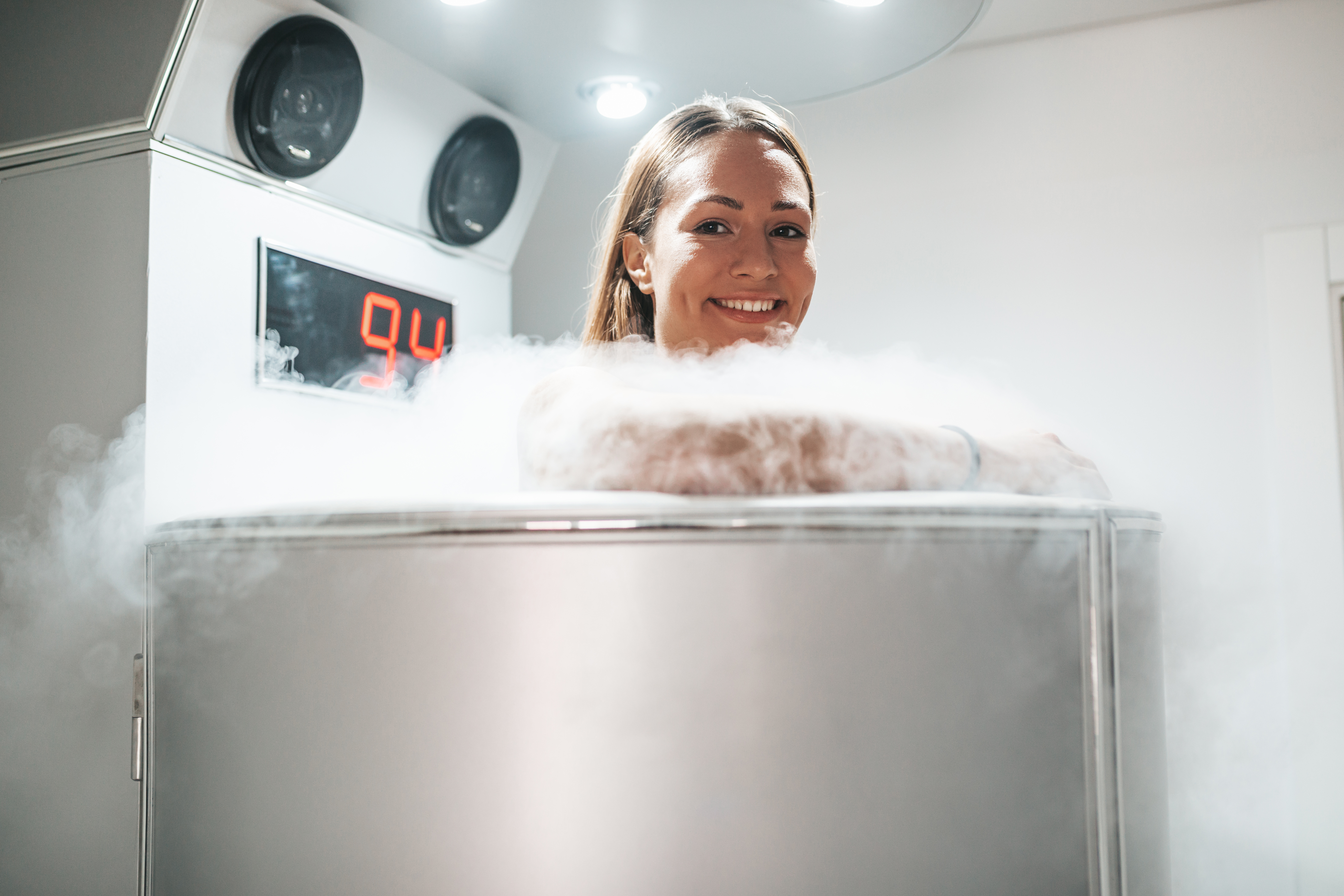 The woman said she undergoes cryotherapy weekly to keep her legs looking their best (stock image)