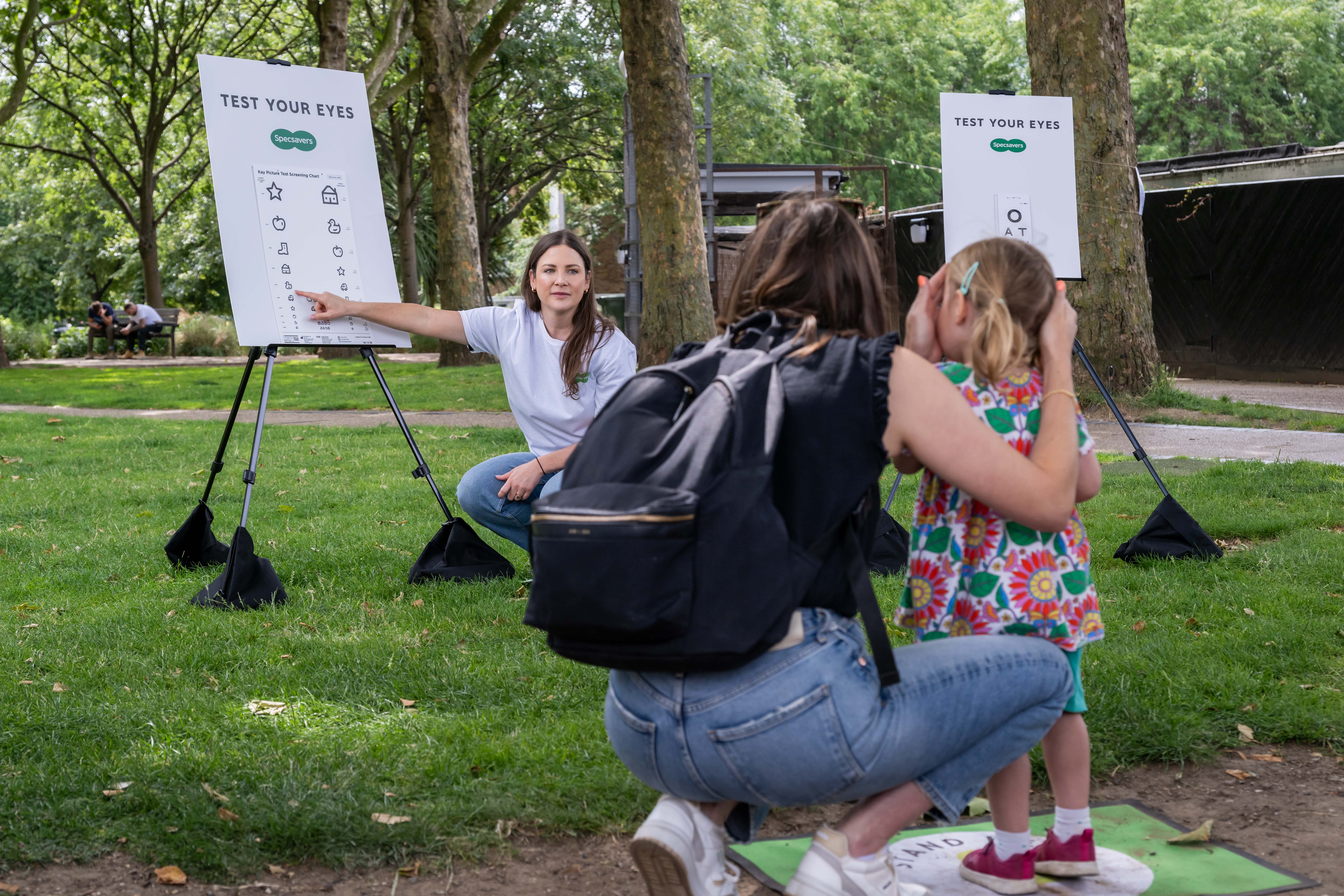 Specsavers optometrist delivers eye tests for children at the first-ever Eye Screen Van in London and Edinburgh