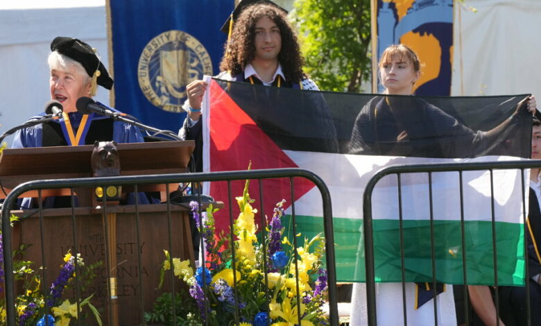 The leader of UC Berkeley, a champion of free speech, has advice for today’s students: Show it off