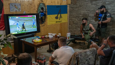 A break on the battlefield to cheer on the Ukraine national football team at the 2024 European Championship