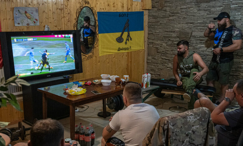 A break on the battlefield to cheer on the Ukraine national football team at the 2024 European Championship