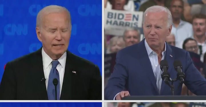 Two appearances, two completely different Bidens