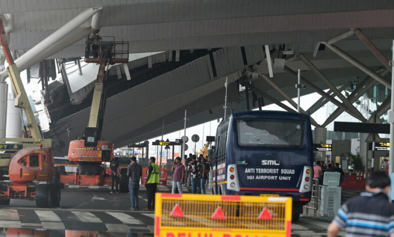 Part of roof collapses at India’s busiest airport after heavy rains