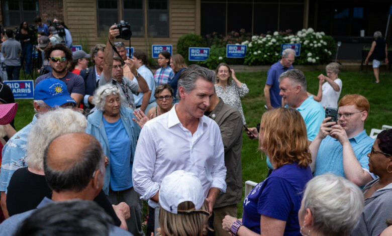 Newsom urges Michigan Democrats to remain calm and support Biden