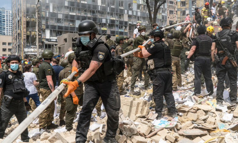 A horrific scene of destruction is seen at Ukraine’s largest children’s hospital