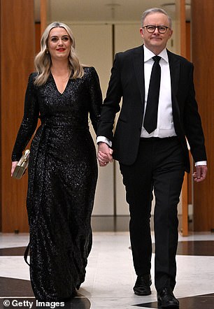 So cute she wore it twice! Anthony Albanese’s fiancée Jodie Haydon upcycled sparkly 2022 dress to Midwinter Ball amid cost of living crisis