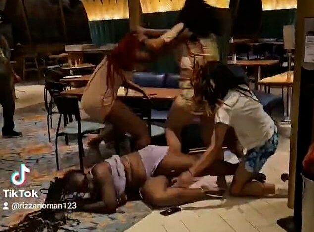 Moment shocked passengers watch as violent brawl breaks out on Carnival Cruise ship as ‘a bunch of drunken girls from Tampa’ go at each other