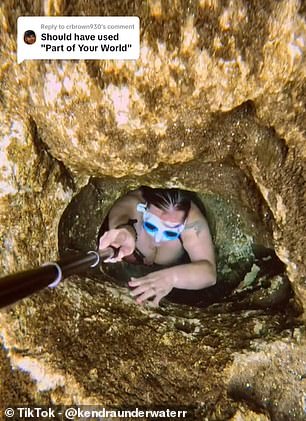 Astonishing videos show a freediver crawling through terrifyingly small holes and exploring sunken planes and buses