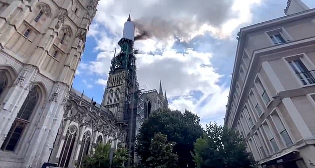 Fire breaks out in spire of famous Rouen Cathedral in France – five years after Notre Dame fire