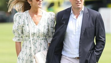 Peter Phillips and his new girlfriend Harriet Sperling, who is an NHS nurse, put on a cosy show as they walk hand in hand at Prince William’s charity polo match