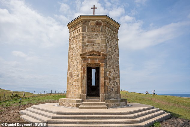 Work to save coastal watchtower completed after two years: 188-year-old building moved inland stone by stone for the SECOND time in its history to prevent it from collapsing into the sea