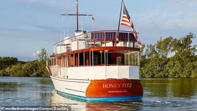 Inside JFK’s luxurious presidential yacht, which was also used by Richard Nixon and Harry Truman – the renovated vessel can now be rented for three hours for ,000