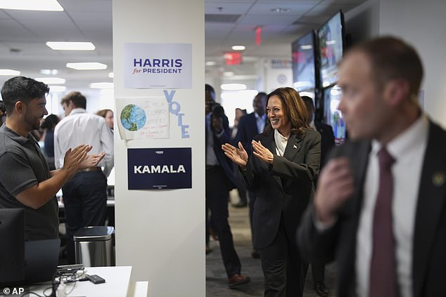 Biden breaks his silence 24 hours after extraordinary decision to withdraw by calling his old campaign office during Kamala Harris’ visit