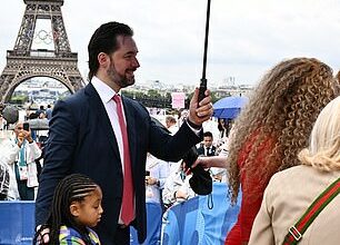 Awkward moment Olympic announcer mistakes Serena Williams’ husband and Reddit co-founder Alexis Ohanian for her ‘personal umbrella holder’ during the opening ceremony in Paris