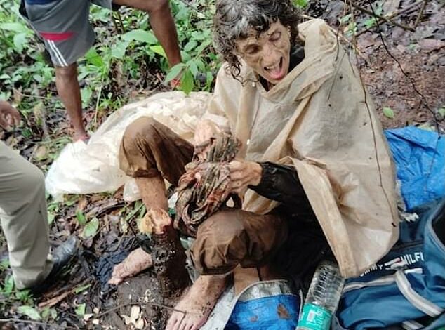 American woman is found chained to a tree and left to die in the Indian jungle before local shepherd heard her screams and rescued her