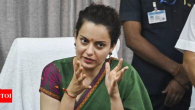 BJP MP Kangana Ranaut asks visitors to bring Aadhaar card to meet her; Congress responds | India News – Times of India