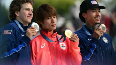 Japanese Horigome defends street skate gold