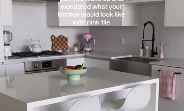 I transformed my boring kitchen into a pink paradise with a £2.50 purchase on Amazon