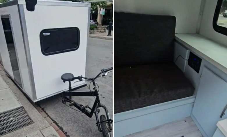 I’m saving £1.1k a month on rent after building my own tiny home on a BIKE