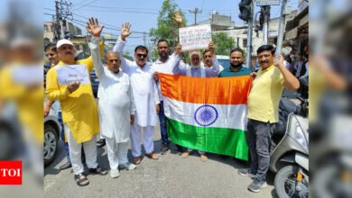 Kashmiri Pandits hold ‘black day’ protest in Jammu outside Raj Bhavan | India News – Times of India