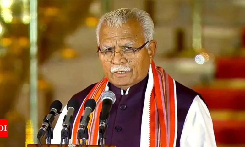 Khattar urges Chhattisgarh to make full use of central funds to accelerate state’s development | India News – Times of India