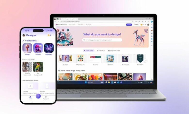 Microsoft Designer launches new phone app for editing content with AI, wherever you are