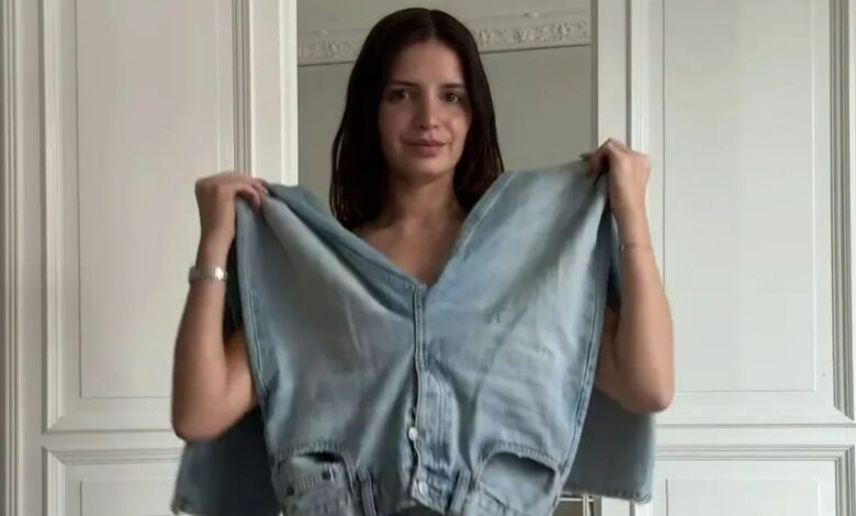 People shudder as fashionista shows how she wears her wide jeans like a TOP