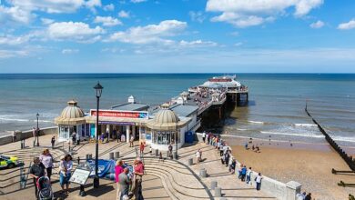 Britain’s new Caribbean coast: Visitors to the city are left stunned by the resort’s new ‘tropical’ sea after limestone blown up by the coastal defence scheme turned the water azure blue