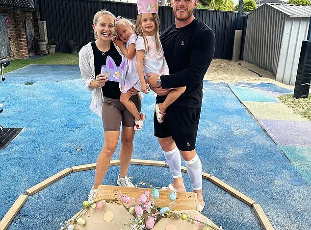 NRL star Tom Burgess and wife Tahlia Giumelli welcome their third child – and reveal the little boy’s surprisingly heavy birth weight