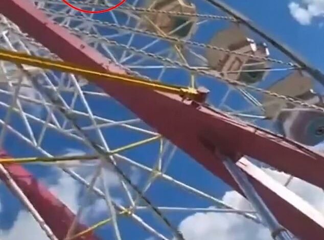 Tragic mother of three is seen clinging to the outside of the carriage atop a Ferris wheel before losing her grip and plummeting to her death in front of horrified fairgoers