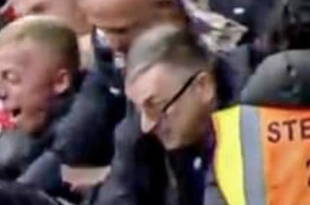 West Ham fan reaches out to Crystal Palace ball boy after falling on him during goal celebration, before Tomas Soucek rescues the youngster from under the collapsed LED screen