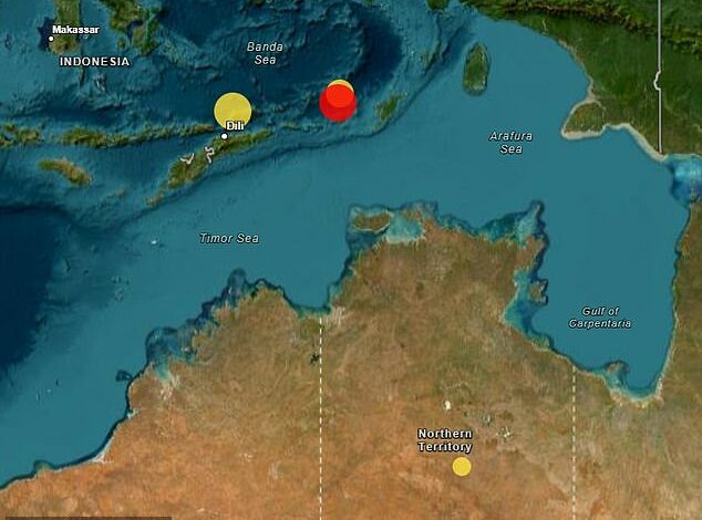 5.9 magnitude earthquake recorded off the coast of Darwin, Northern Territory