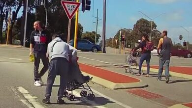 Mandurah: Man caught on dashcam pulling machete from pram to confront driver