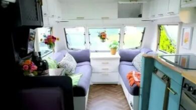 I gave my old, messy caravan a makeover with free stuff from Facebook and purchases from IKEA