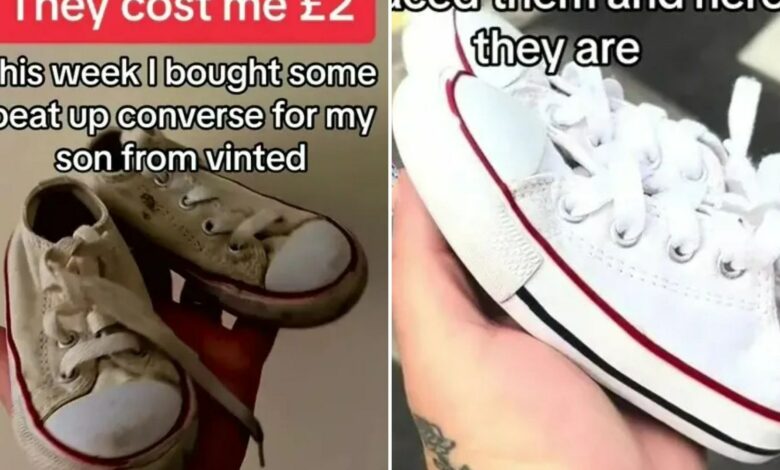 I got £2 old Converse from Vinted – a cheap Asda tab left them shiny white