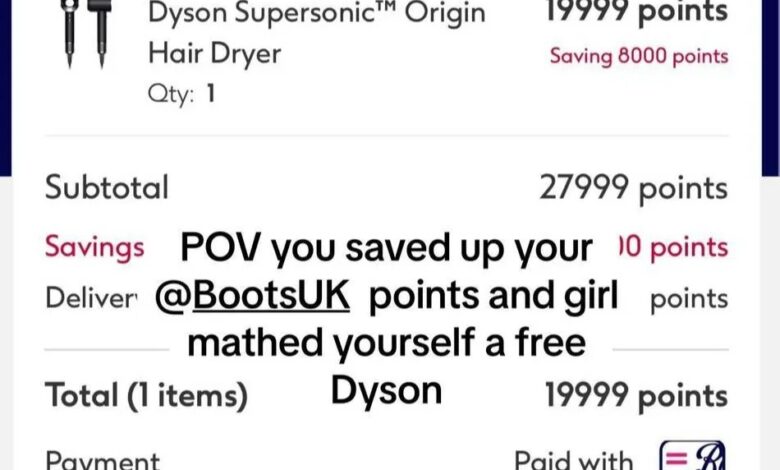 I’ve been saving Boots points for years and now have enough for a Dyson hairdryer