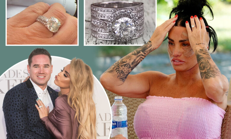 Katie Price’s oogverblindende juwelenvangst van £ 1 miljoen van ACHT verlovingen – inclusief Peter Andre’s ‘£ 600.000’ diamanten ringen