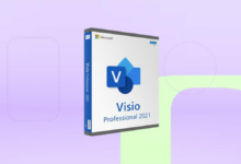 Microsoft Visio Professional 2021 box against a blue background.