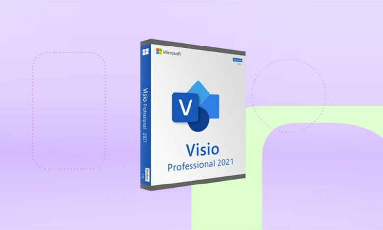 Microsoft Visio Professional 2021 box against a blue background.