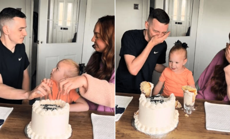 Moment when little one raises his father’s hopes with a gender reveal letter, but then he sees the real result