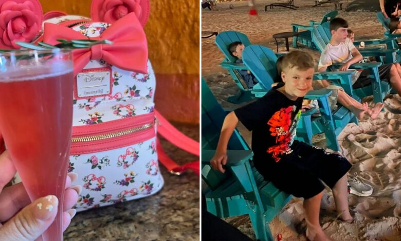 Sue Radford continues Florida vacation with beach cinema and designer bag