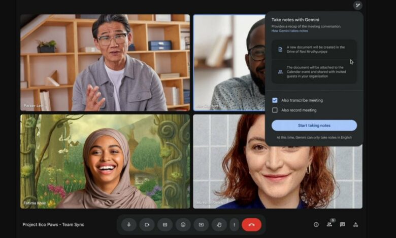 You can now use AI to take notes for you in Google Meet