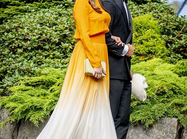 Princess Sofia of Sweden brings the sunshine in a yellow ombré dress for the wedding of Princess Martha Louise of Norway and shaman Durek