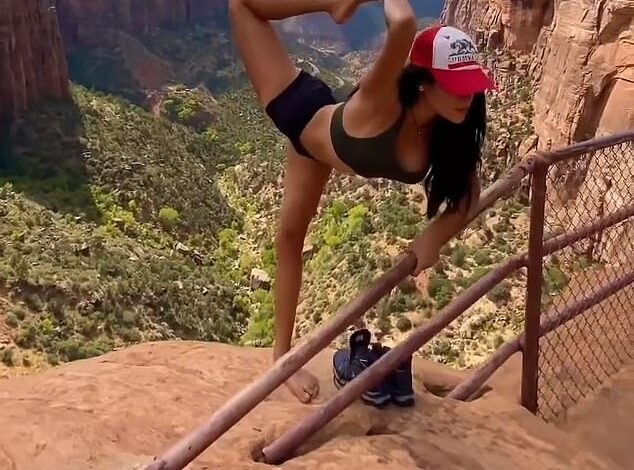 Glamorous yogi faces criticism for shocking act on delicate, protected rock face in Zion National Park