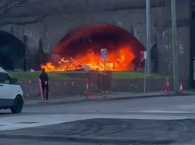 Fire breaks out in Sydney’s Wentworth Park under bridge where homeless people live