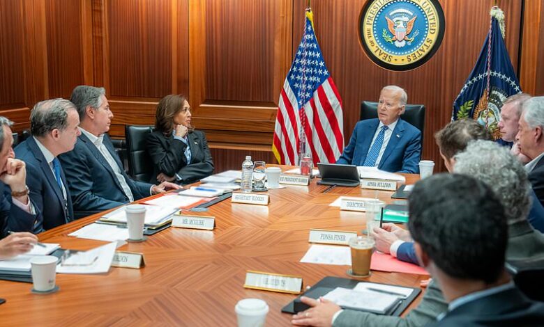 Biden and Kamala Harris meet in the Situation Room after murder of American-Israel Hamas hostage