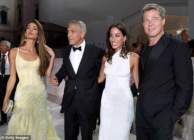 ALISON BOSHOFF: How ‘rivalry’ between Angelina and Amal cooled the Brad and George bromance… But Pitt’s new love, 26 years his junior, has brought them back together again