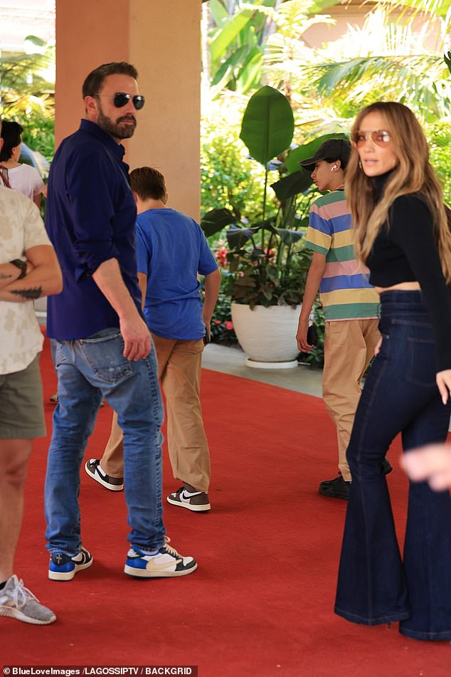 Ben Affleck and Jennifer Lopez have a tense conversation as they reunite for the FIRST time after divorce at the Beverly Hills Hotel with their children