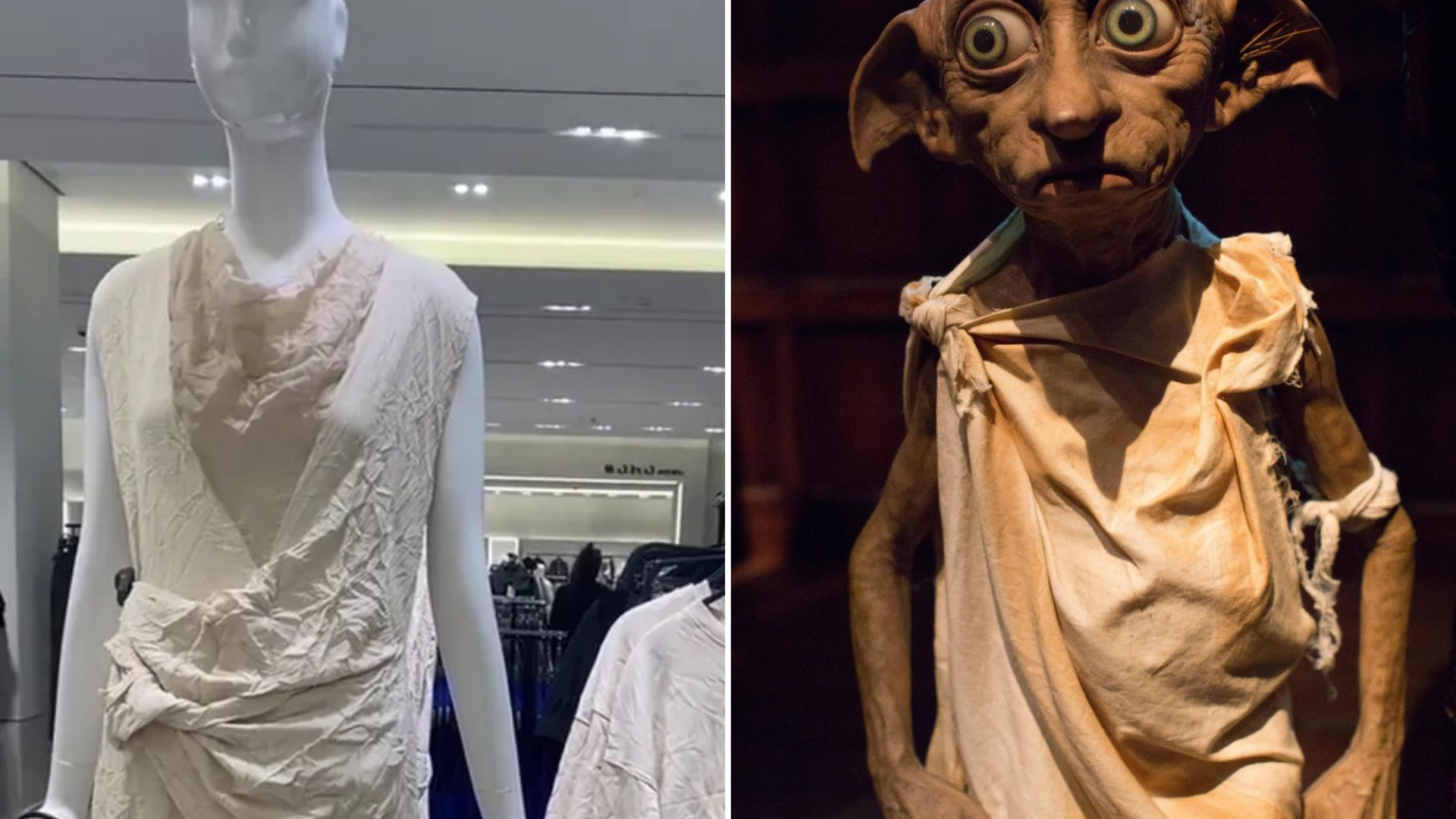 Fashion fans compare new £49.99 Zara dress to Dobby’s frayed elf tunic