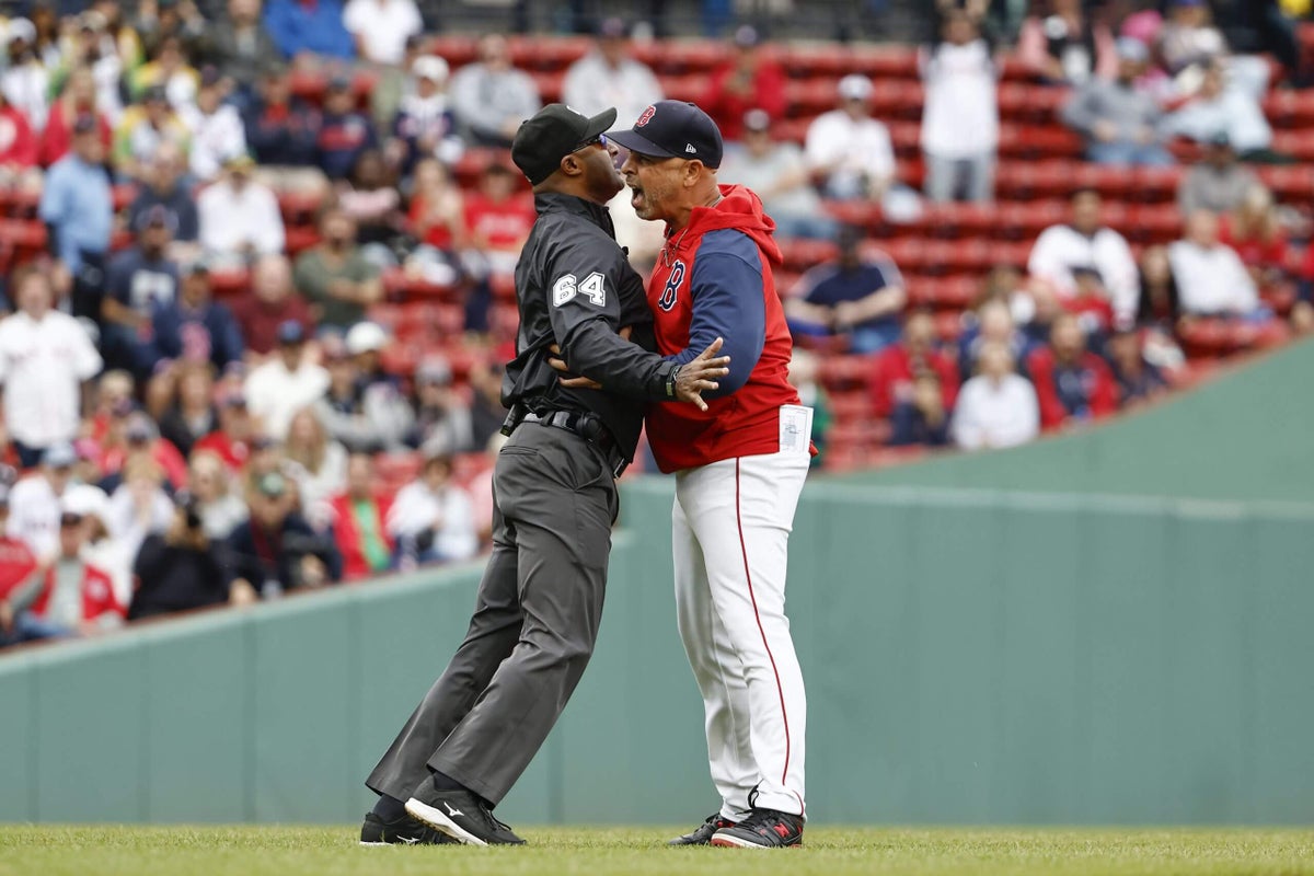 Red Sox manager Alex Cora had to be restrained during ejection against Twins